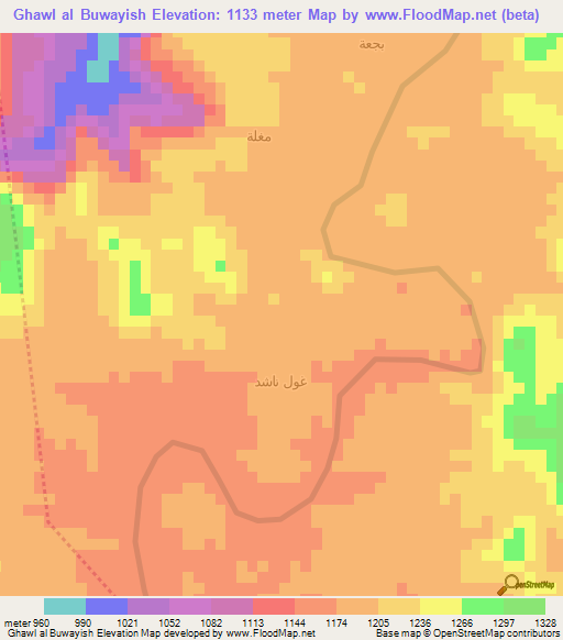 Ghawl al Buwayish,Yemen Elevation Map