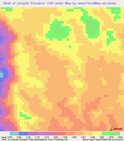 Shati' al Jurayda',Yemen Elevation Map