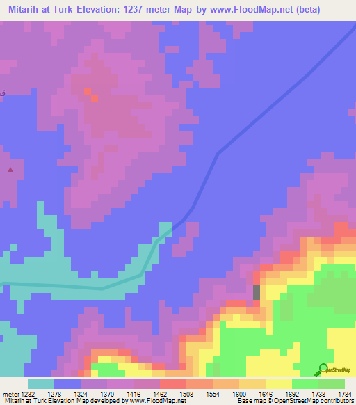 Mitarih at Turk,Yemen Elevation Map