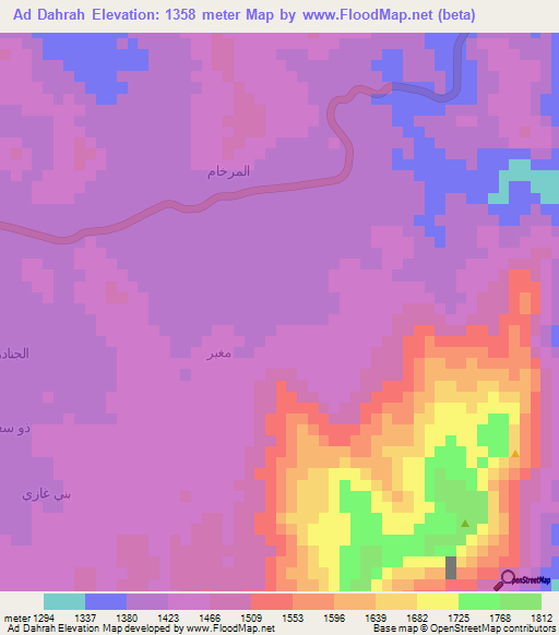Ad Dahrah,Yemen Elevation Map