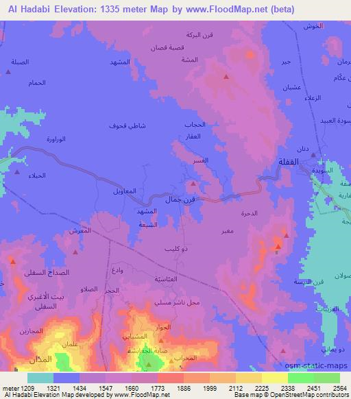 Al Hadabi,Yemen Elevation Map
