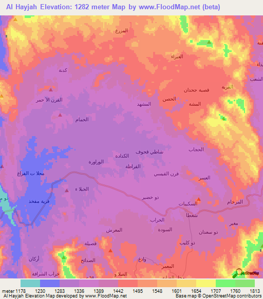 Al Hayjah,Yemen Elevation Map