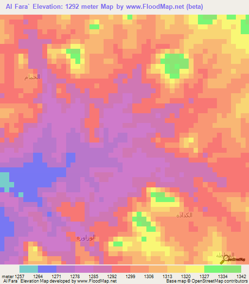 Al Fara`,Yemen Elevation Map