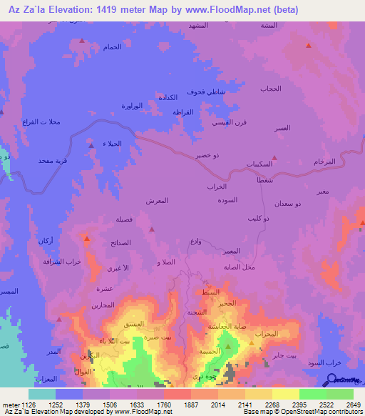 Az Za`la,Yemen Elevation Map