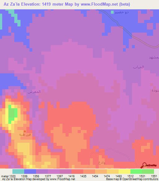 Az Za`la,Yemen Elevation Map