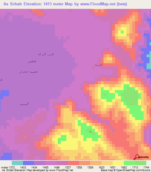 As Sirbah,Yemen Elevation Map