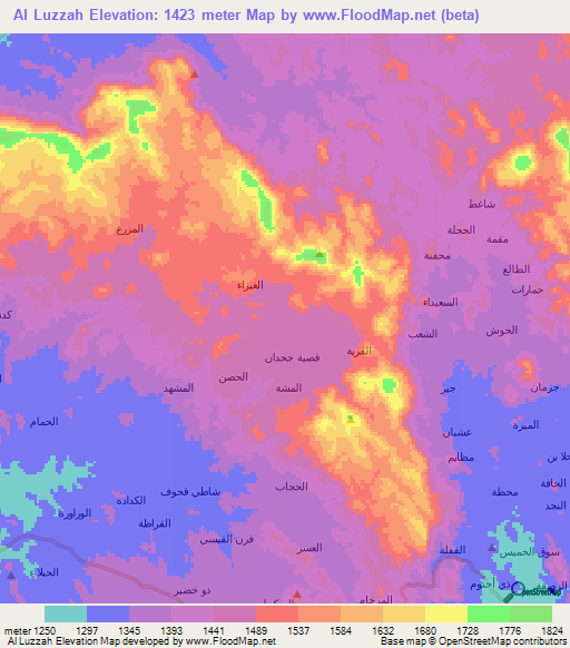 Al Luzzah,Yemen Elevation Map