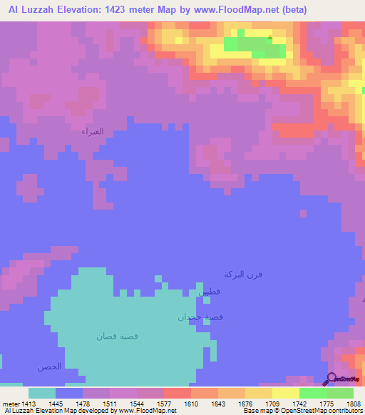 Al Luzzah,Yemen Elevation Map