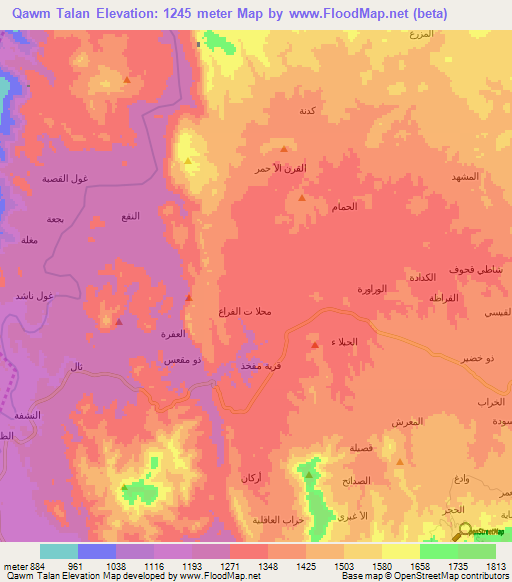 Qawm Talan,Yemen Elevation Map