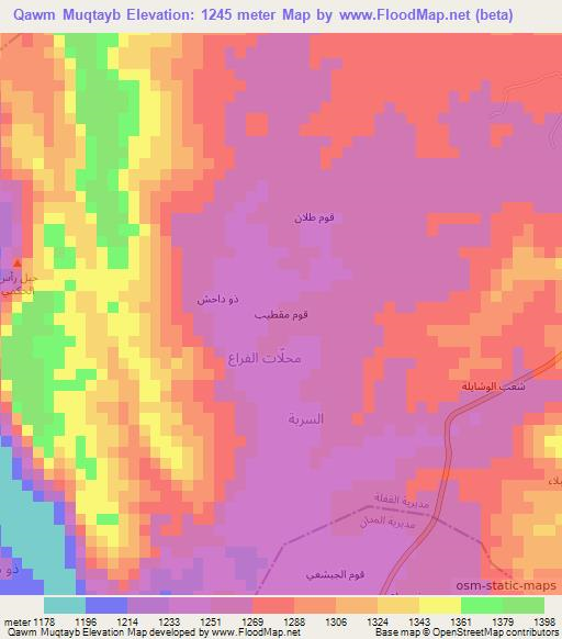 Qawm Muqtayb,Yemen Elevation Map