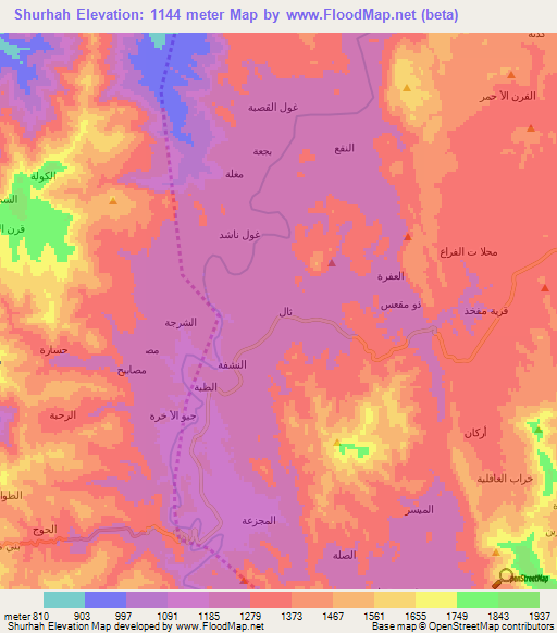 Shurhah,Yemen Elevation Map