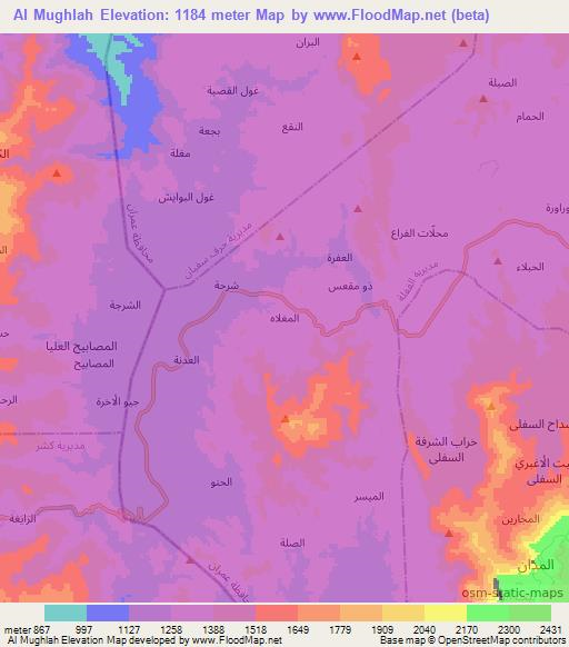 Al Mughlah,Yemen Elevation Map
