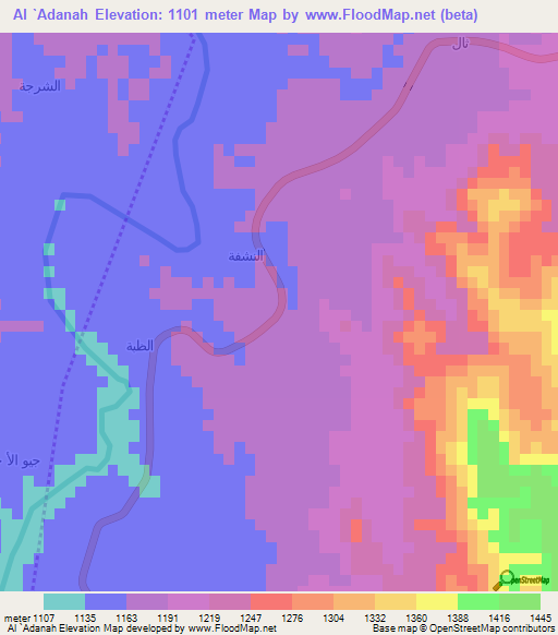 Al `Adanah,Yemen Elevation Map