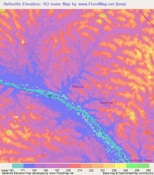 Belleville,Ivory Coast Elevation Map