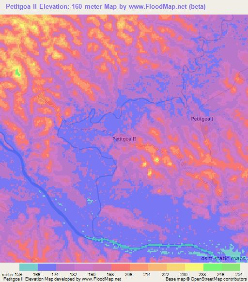Petitgoa II,Ivory Coast Elevation Map