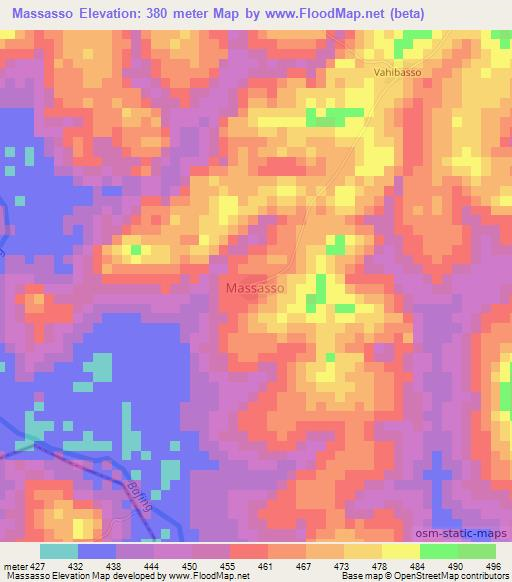 Massasso,Ivory Coast Elevation Map