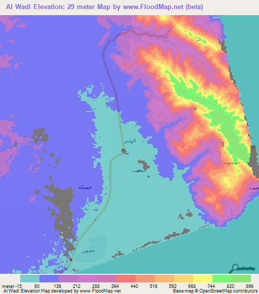 Al Wadi,Yemen Elevation Map