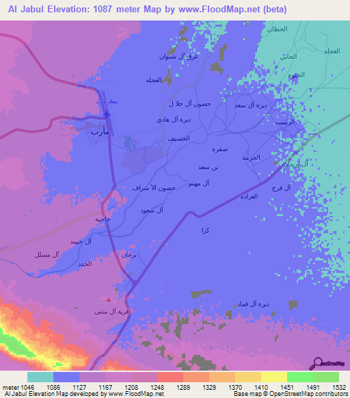 Al Jabul,Yemen Elevation Map