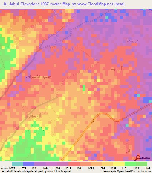 Al Jabul,Yemen Elevation Map