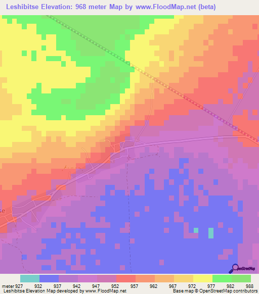 Leshibitse,Botswana Elevation Map