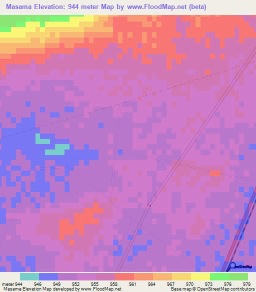 Masama,Botswana Elevation Map