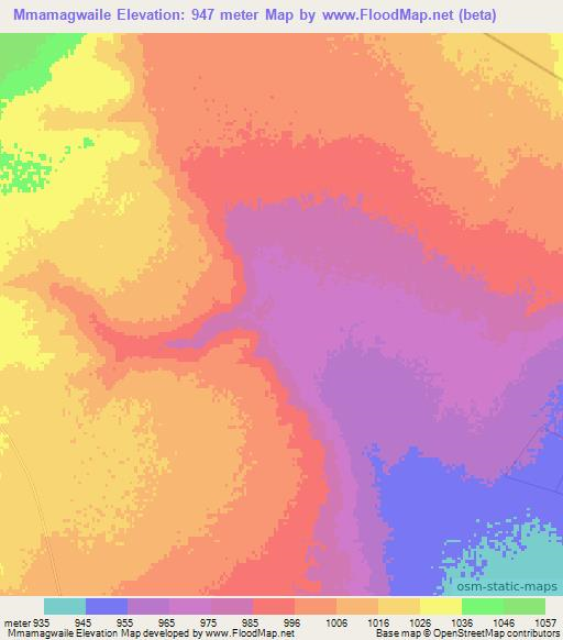 Mmamagwaile,Botswana Elevation Map