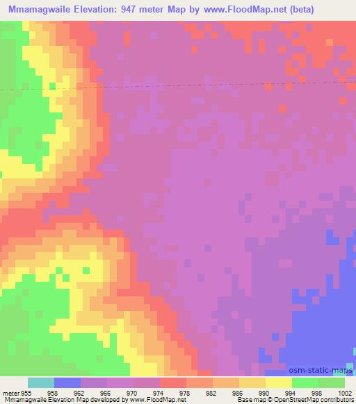 Mmamagwaile,Botswana Elevation Map