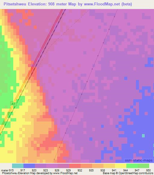 Pitsetshweu,Botswana Elevation Map