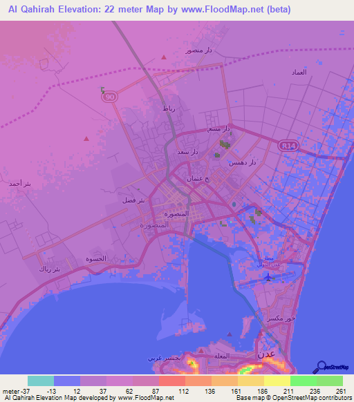 Al Qahirah,Yemen Elevation Map