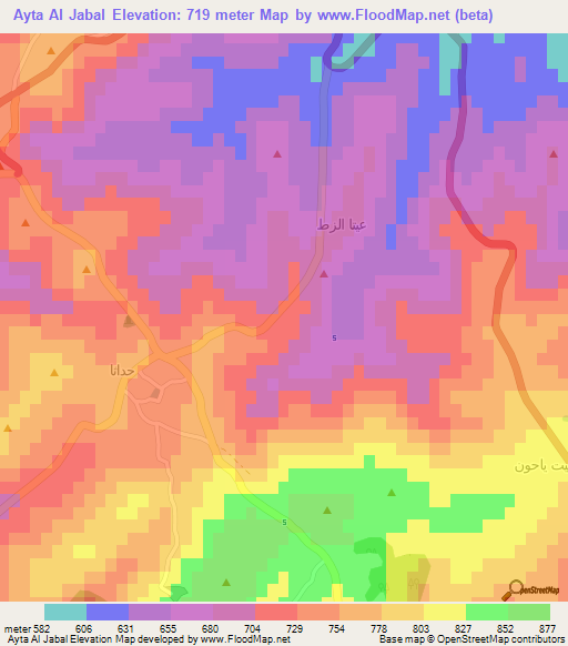 Ayta Al Jabal,Lebanon Elevation Map