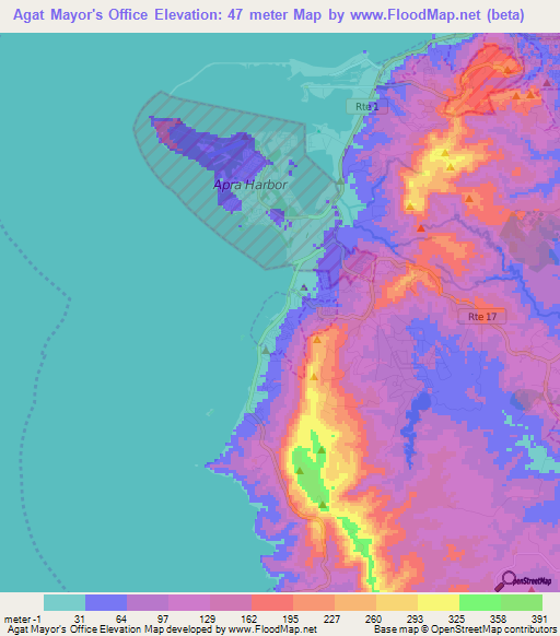 Agat Mayor's Office,Guam Elevation Map