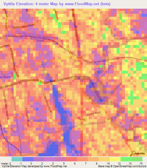 Vyttila,India Elevation Map