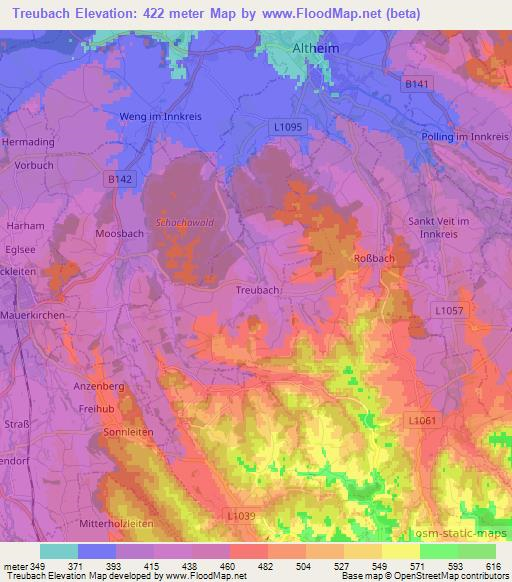 Treubach,Austria Elevation Map