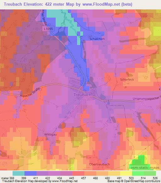 Treubach,Austria Elevation Map