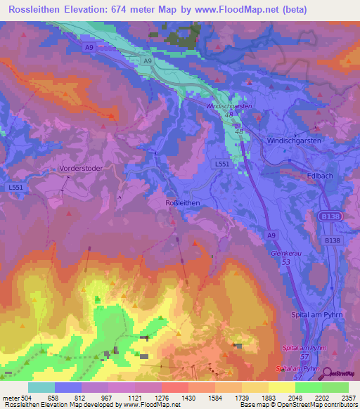 Rossleithen,Austria Elevation Map