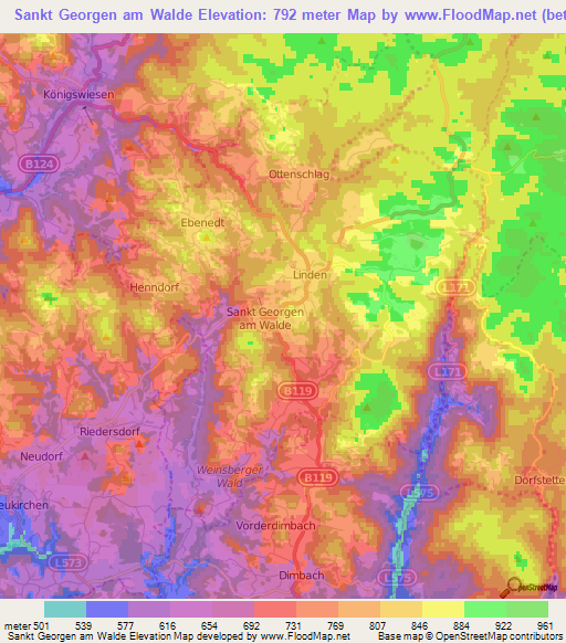 Sankt Georgen am Walde,Austria Elevation Map