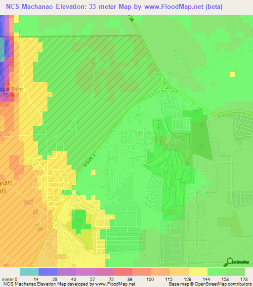 NCS Machanao,Guam Elevation Map