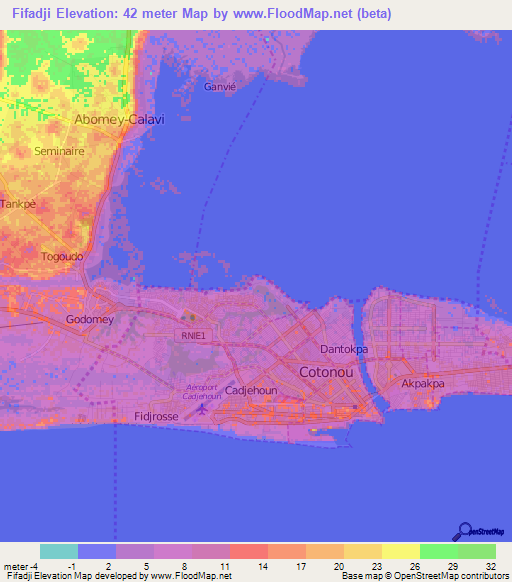 Fifadji,Benin Elevation Map