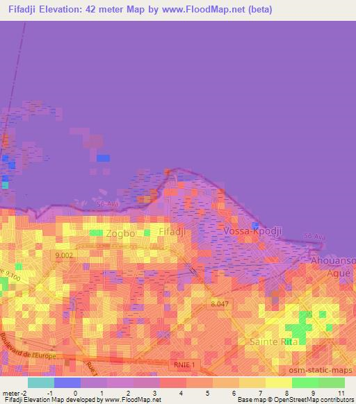 Fifadji,Benin Elevation Map