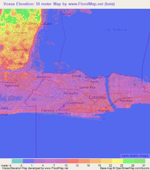 Vossa,Benin Elevation Map