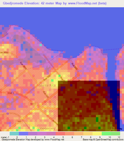 Gbedjromede,Benin Elevation Map