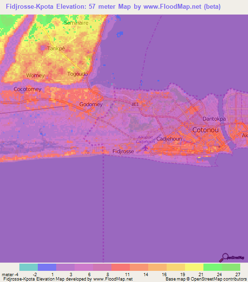 Fidjrosse-Kpota,Benin Elevation Map