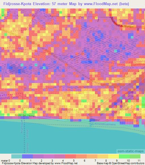Fidjrosse-Kpota,Benin Elevation Map