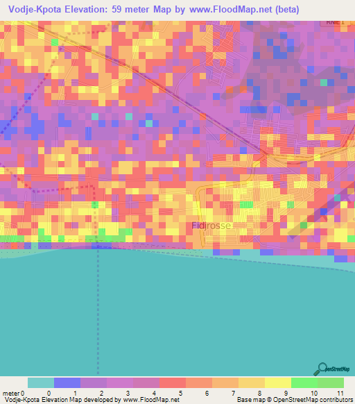 Vodje-Kpota,Benin Elevation Map