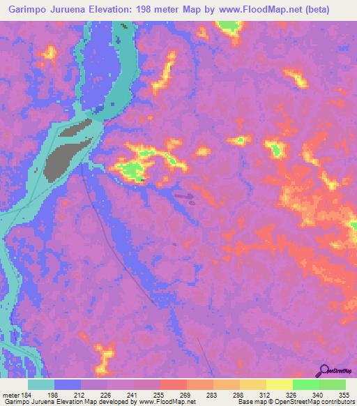 Garimpo Juruena,Brazil Elevation Map