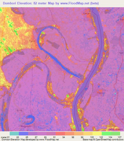 Dombori,Hungary Elevation Map