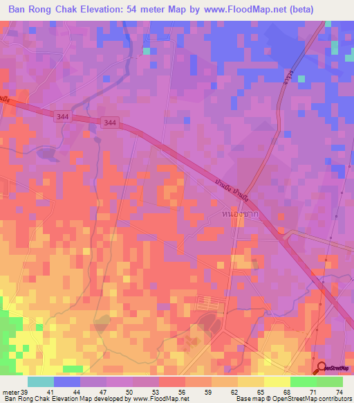 Ban Rong Chak,Thailand Elevation Map