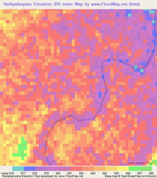 Radipalanyane,Botswana Elevation Map