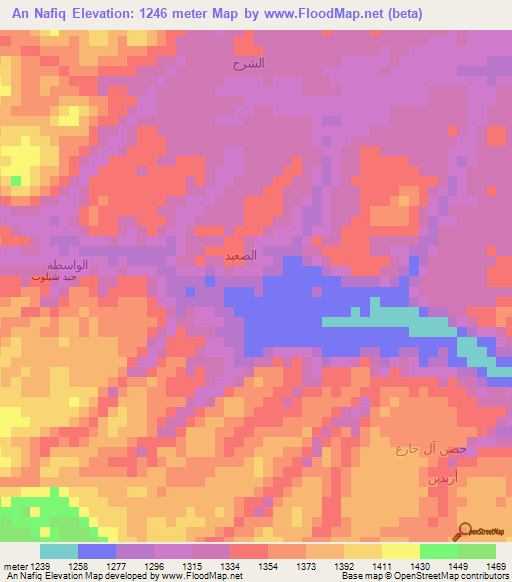 An Nafiq,Yemen Elevation Map