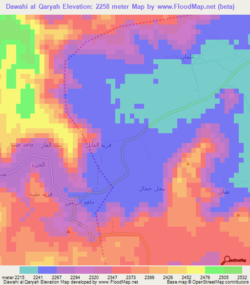 Dawahi al Qaryah,Yemen Elevation Map